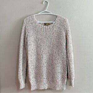 Katsumi Cream & Rainbow Confetti Crewneck Knit Sweater - Size Medium EUC